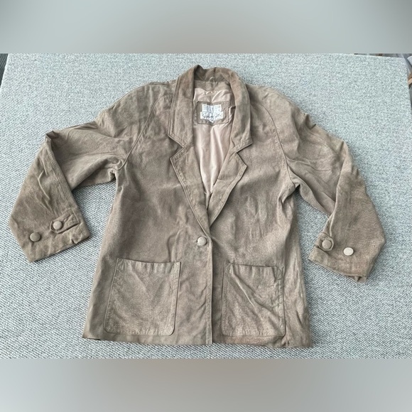 Tan Blazer with Notched Lapel and Relaxed Fit - Picture 1 of 16